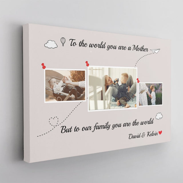 Mom Are The World Custom Photo - Personalized Canvas Wall Art