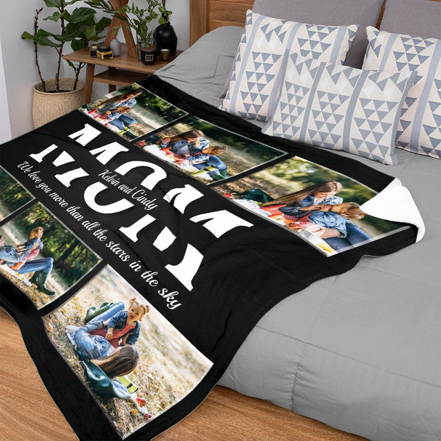 Mom Custom Photo, 6 Pictures, Personalized Name And Text Blanket
