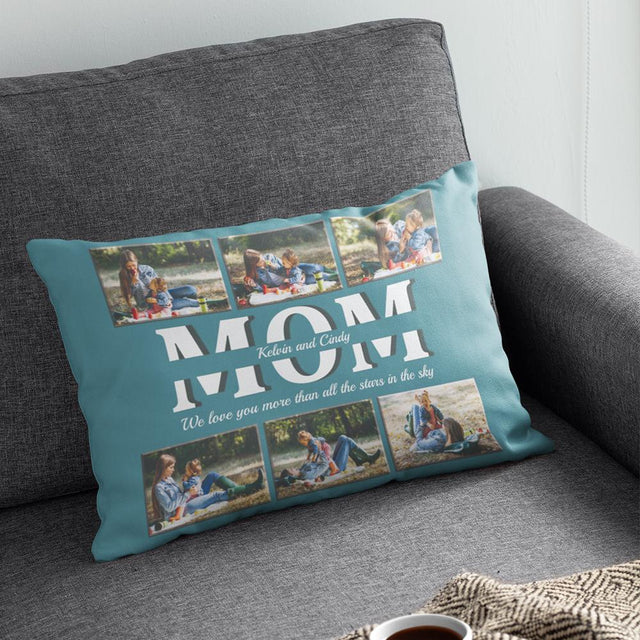 Mom Custom Photo, 6 Pictures, Personalized Name And Text Pillow