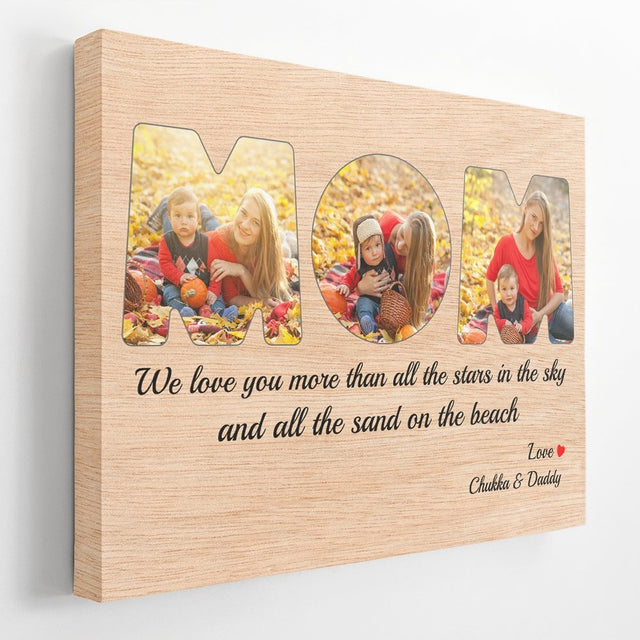 Mom Custom Photo - Personalized Light Wood Background Canvas