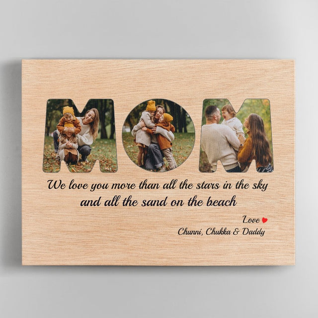 Mom Custom Photo - Personalized Light Wood Background Canvas