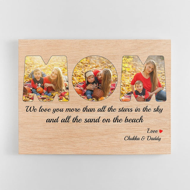 Mom Custom Photo - Personalized Light Wood Background Canvas
