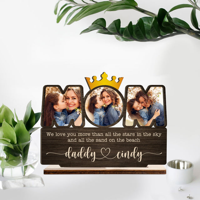 Mom, Custom Photo, Personalized Name, Wooden Plaque 3 Layers