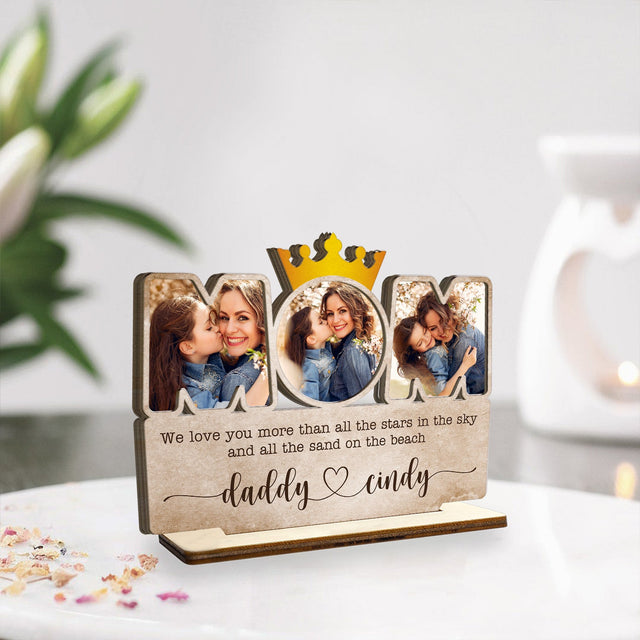 Mom, Custom Photo, Personalized Name, Wooden Plaque 3 Layers