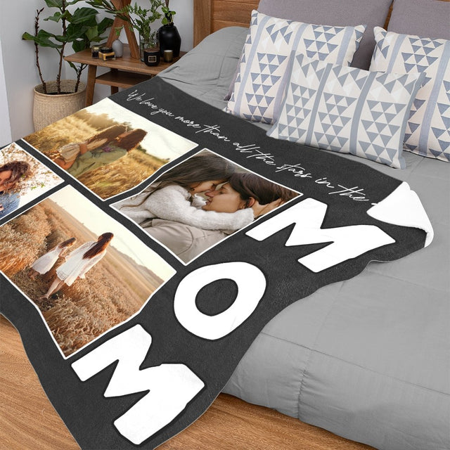 Mom Custom Photo, Personalized Text Blanket
