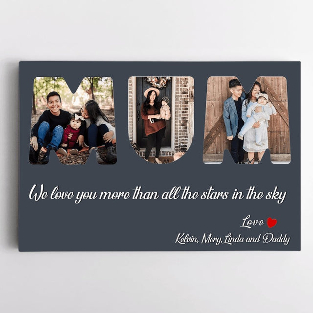 Mom Custom Photo - Personalized Vintage Navy Background Canvas