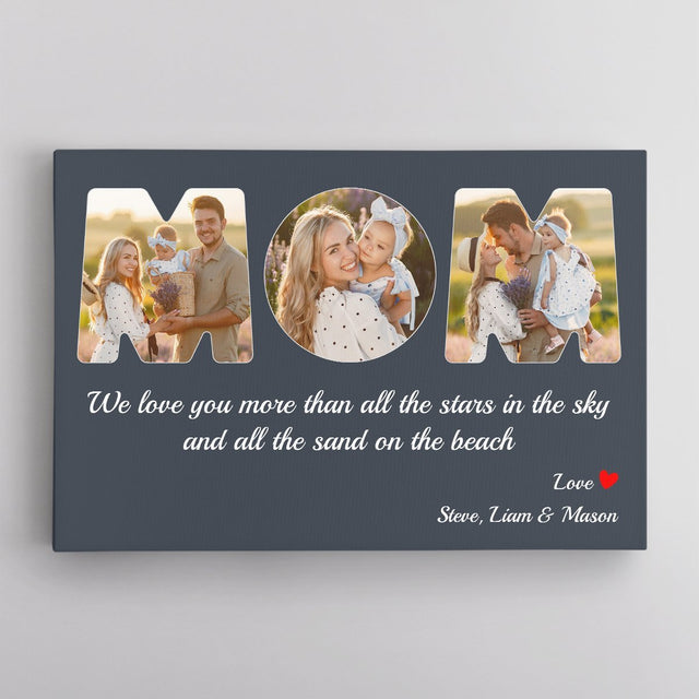 Mom Custom Photo - Personalized Vintage Navy Background Canvas
