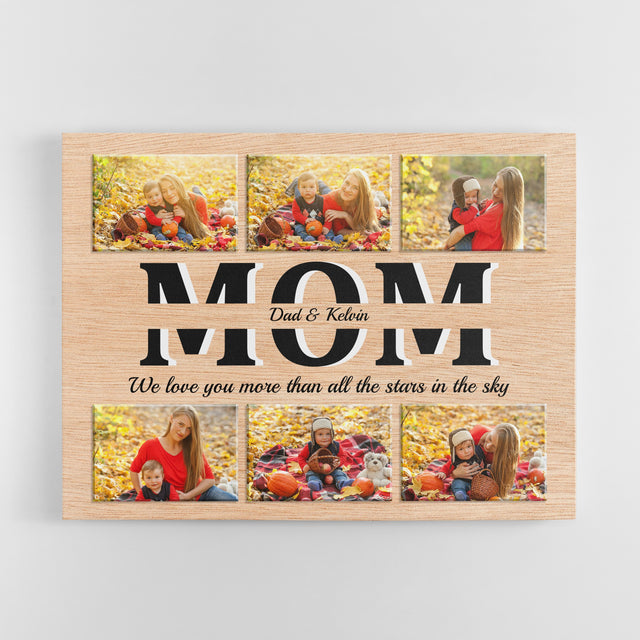 Mom Custom Text and Photo - Personalized Light Wood Background Canvas
