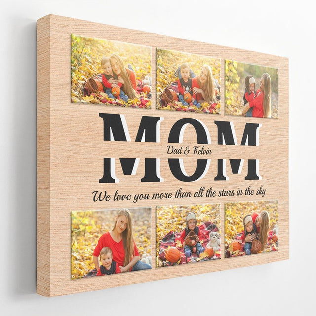 Mom Custom Text and Photo - Personalized Light Wood Background Canvas