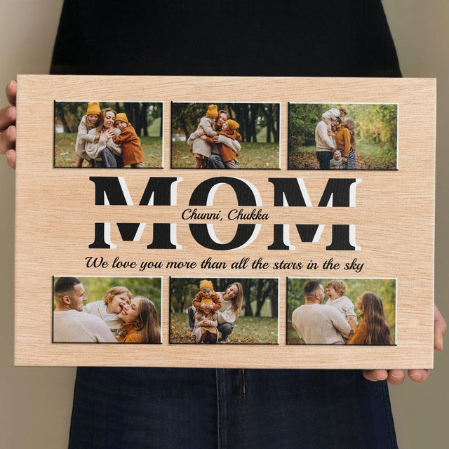 Mom Custom Text and Photo - Personalized Light Wood Background Canvas