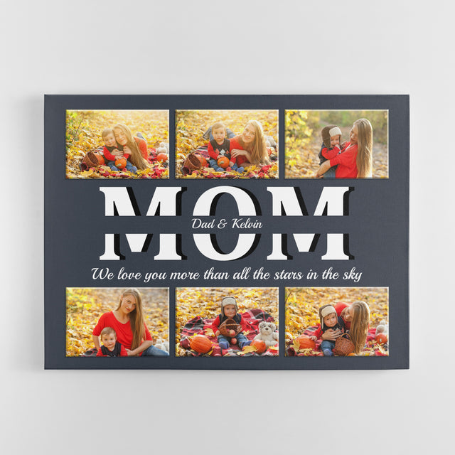 Mom Custom Text and Photo - Personalized Navy Vintage Background Canvas