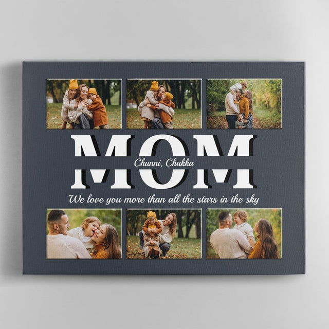 Mom Custom Text and Photo - Personalized Navy Vintage Background Canvas