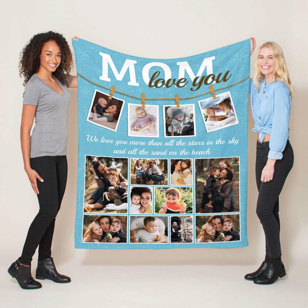 Mom Custom Upload Photo, 14 Pictures Blanket