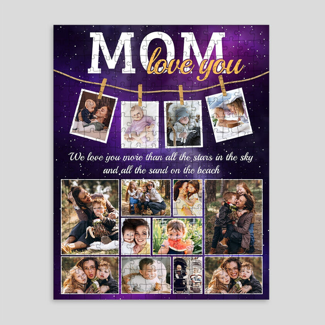 Mom, Love You, Custom Photo, Personalized Text Jigsaw Puzzles