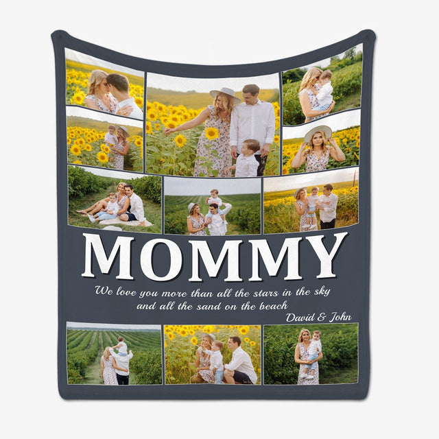 Mommy Custom Photo Collage, 11 Pictures, Personalized Name And Text Blanket