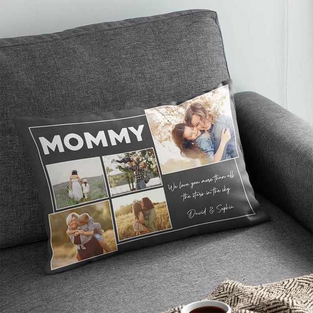 Mommy, Custom Photo, Personalized Text Pillow