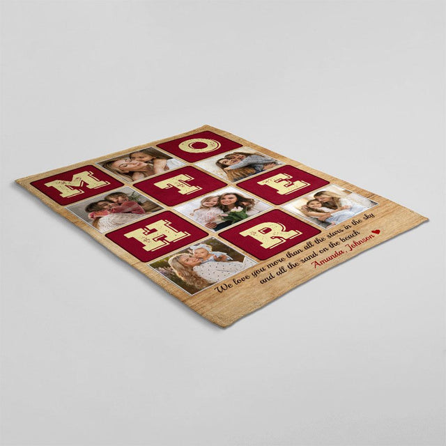 Mother, Custom Photo Collage, Personalized Name Blanket
