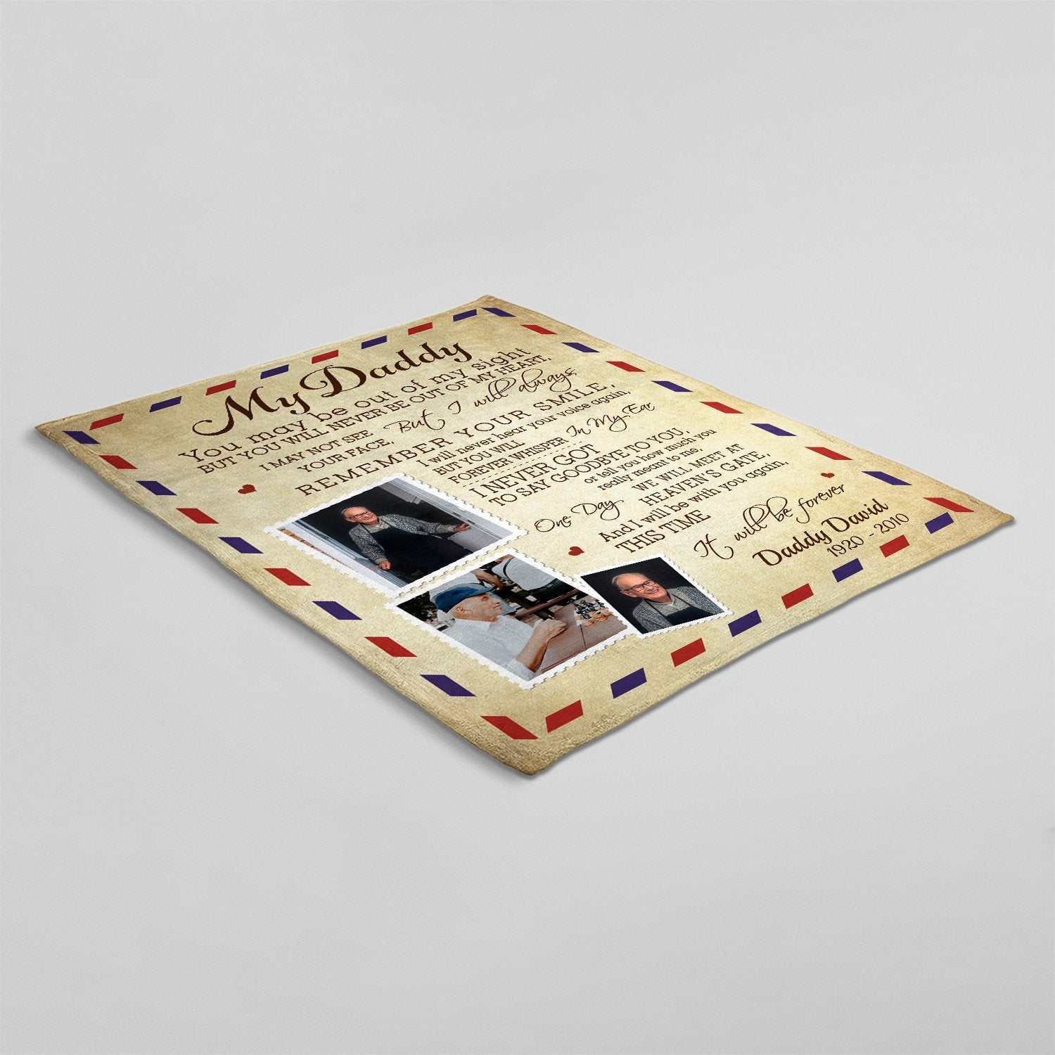 My Daddy, You Will Never Be Out Of My Heart, Custom Photo And Name Blanket