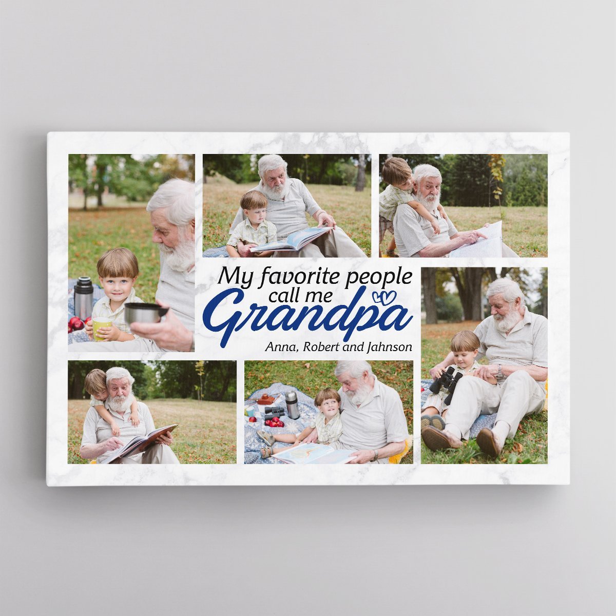My Favorite People Call Me Grandpa, Custom Photo, Personalized Name Canvas Wall Art