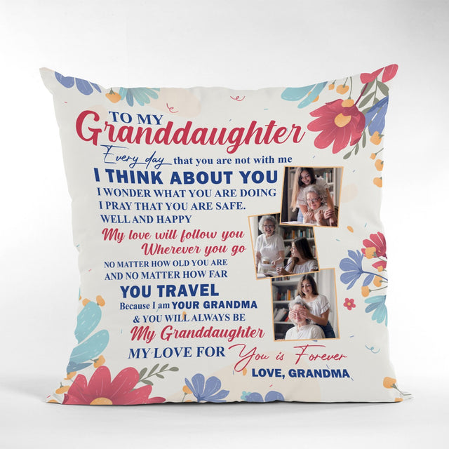My Granddaughter My Love For You Is Forever, Custom Photo, Personalized Text Pillow