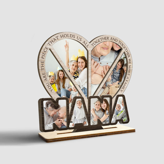 Nana, Custom Photo, Heart Shape, Wooden Plaque 3 Layers