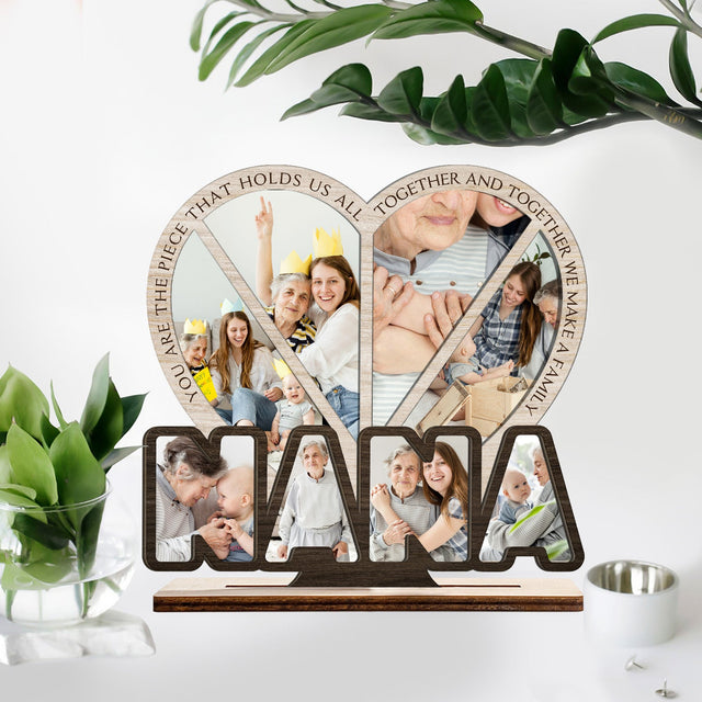 Nana, Custom Photo, Heart Shape, Wooden Plaque 3 Layers