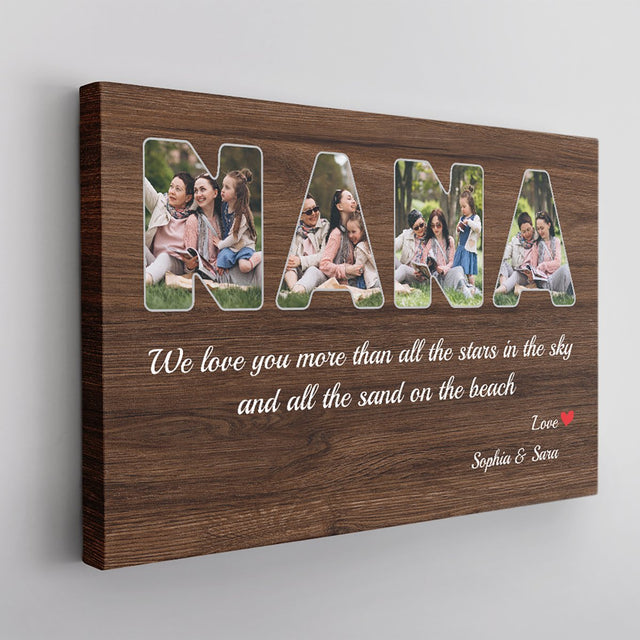 NANA Custom Photo - Personalized Dark Wood Background Canvas