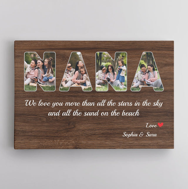 NANA Custom Photo - Personalized Dark Wood Background Canvas