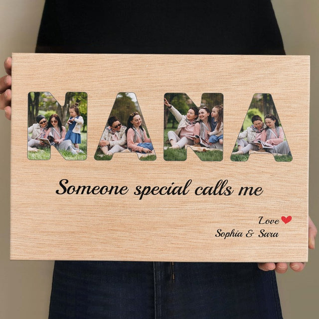 NANA Custom Photo - Personalized Light Wood Background Canvas