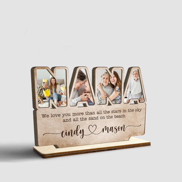 Nana, Custom Photo, Personalized Name, Wooden Plaque 3 Layers