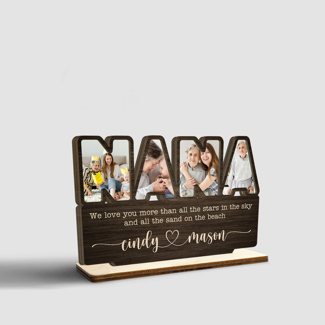 Nana, Custom Photo, Personalized Name, Wooden Plaque 3 Layers