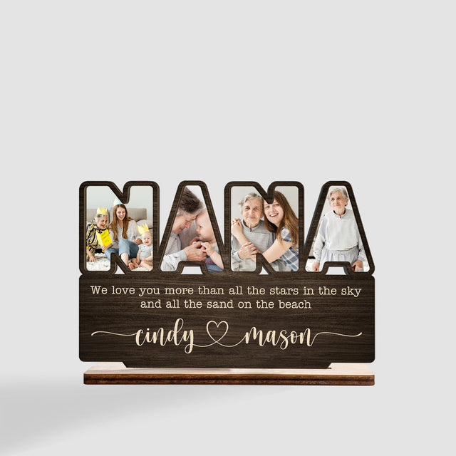 Nana, Custom Photo, Personalized Name, Wooden Plaque 3 Layers