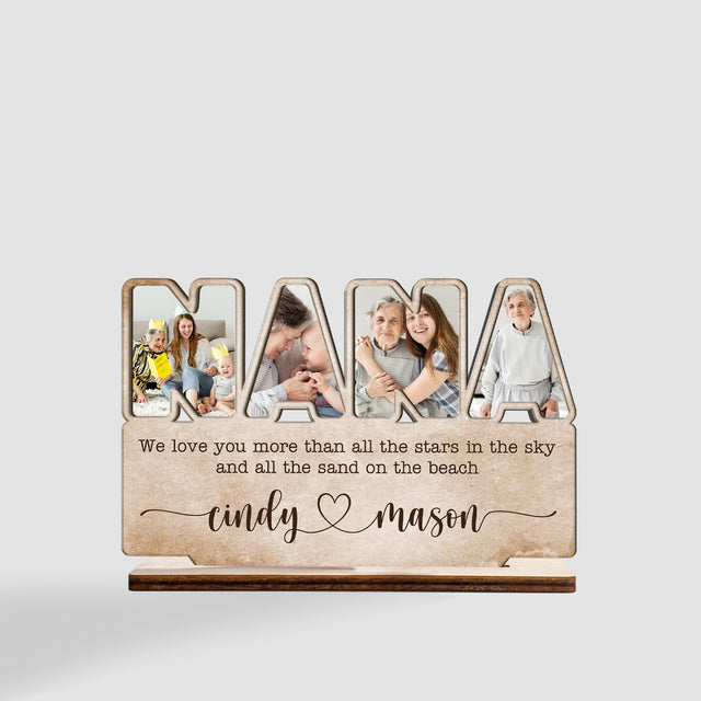 Nana, Custom Photo, Personalized Name, Wooden Plaque 3 Layers