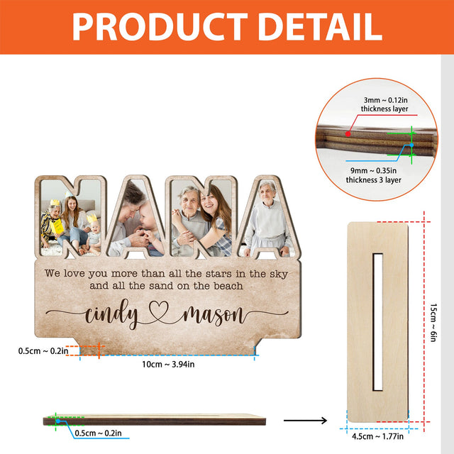 Nana, Custom Photo, Personalized Name, Wooden Plaque 3 Layers