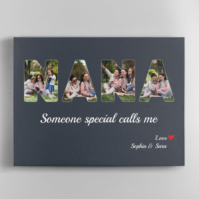 NANA Custom Photo - Personalized Navy Vintage Background Canvas