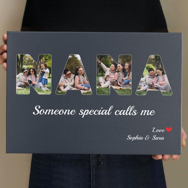NANA Custom Photo - Personalized Navy Vintage Background Canvas