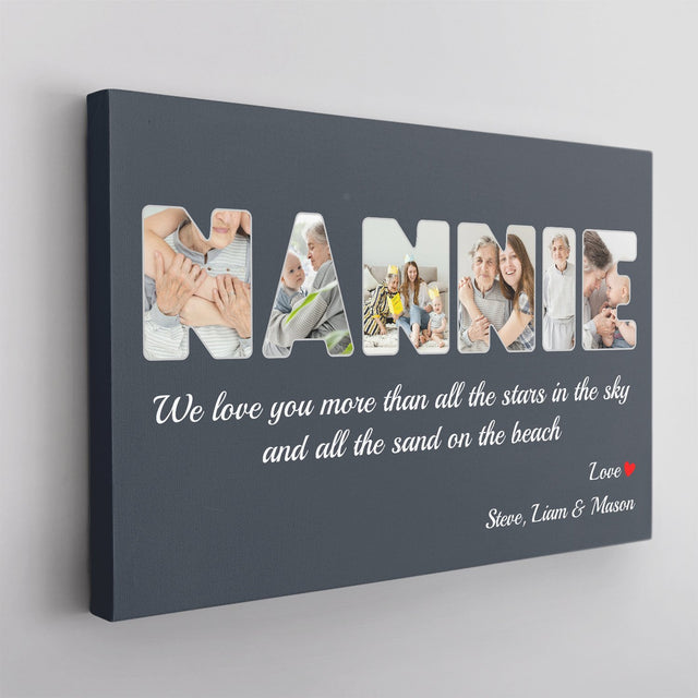 Nannie Custom Photo - Personalized Name And Text Canvas Wall Art