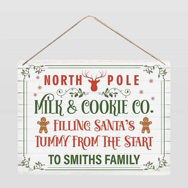 North Pole Milk N Cookie Sign, Custom Metal Sign, Christmas Sign