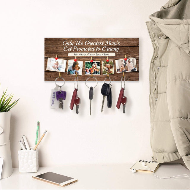 Only The Greatest Mum's Get Promoted To Granny, Custom Photo Collage, Key Hook