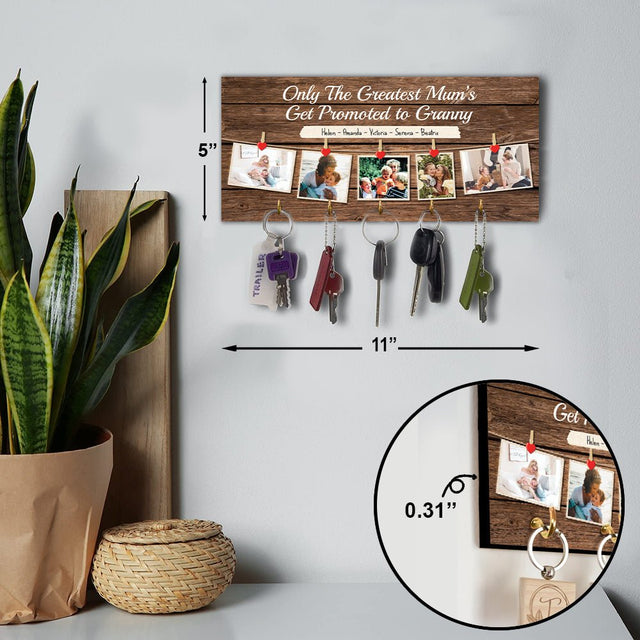 Only The Greatest Mum's Get Promoted To Granny, Custom Photo Collage, Key Hook