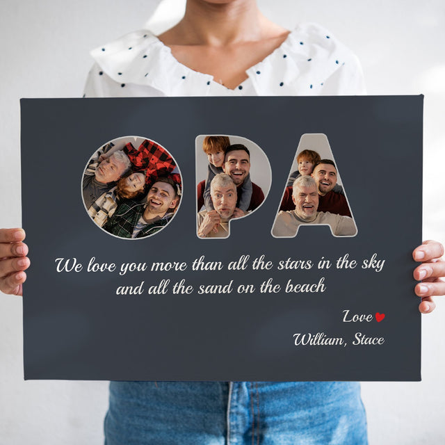 Opa Custom Photo , Personalized Name And Text Canvas Wall Art