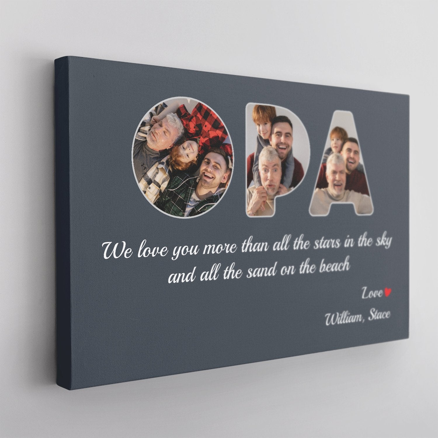 Opa Custom Photo , Personalized Name And Text Canvas Wall Art