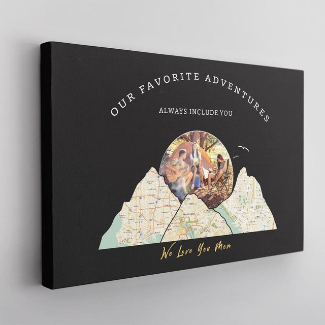 Our Favorite Adventures Always Include You, Custom Travel Map, Personalized Map Print And Photo, Canvas Wall Art