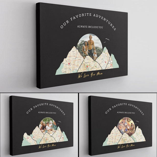 Our Favorite Adventures Always Include You, Custom Travel Map, Personalized Map Print And Photo, Canvas Wall Art