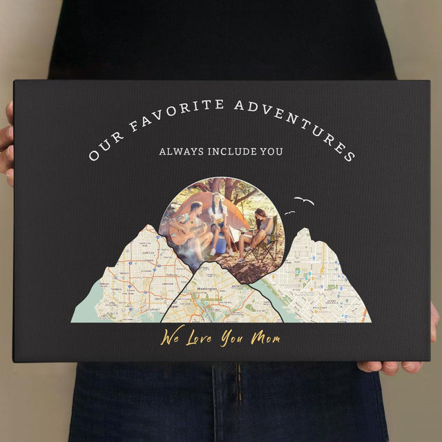 Our Favorite Adventures Always Include You, Custom Travel Map, Personalized Map Print And Photo, Canvas Wall Art