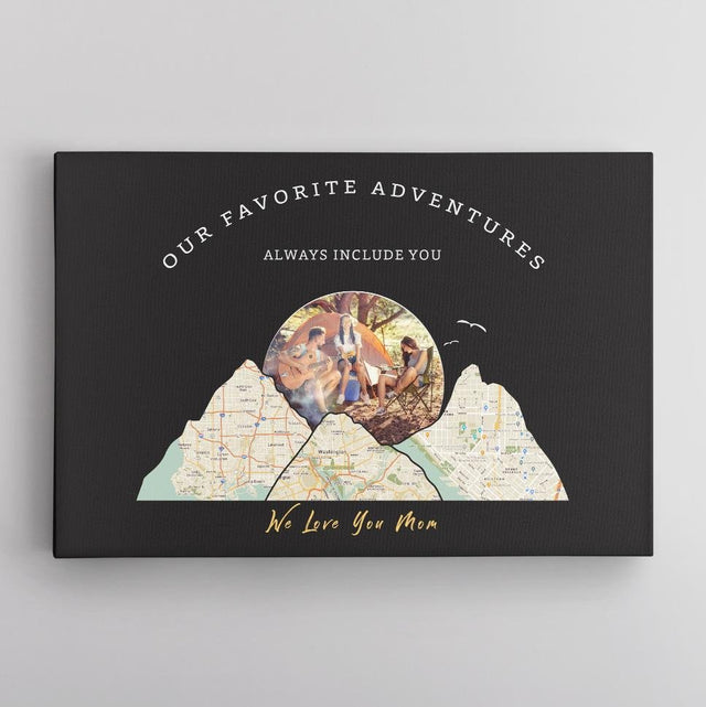 Our Favorite Adventures Always Include You, Custom Travel Map, Personalized Map Print And Photo, Canvas Wall Art