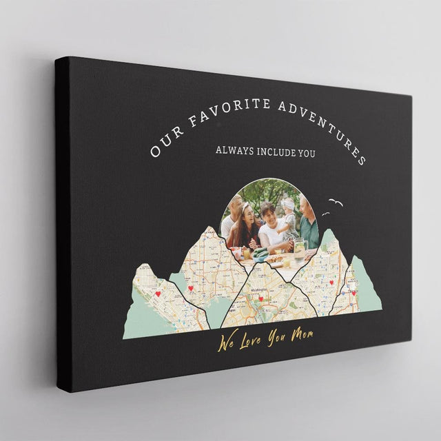 Our Favorite Adventures Always Include You, Custom Travel Map, Personalized Map Print And Photo, Canvas Wall Art