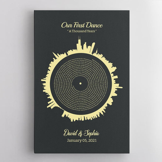 Our First Dance, Custom Song Lyrics And Text Canvas