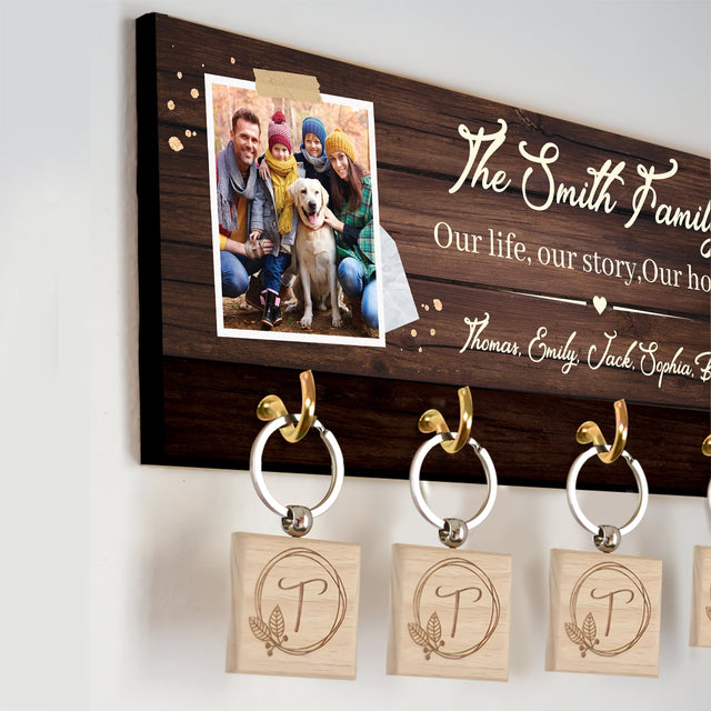 Our Life, Our Story, Our Home, Custom Photo And Name, Key Hook