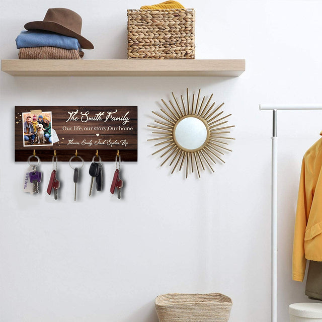 Our Life, Our Story, Our Home, Custom Photo And Name, Key Hook